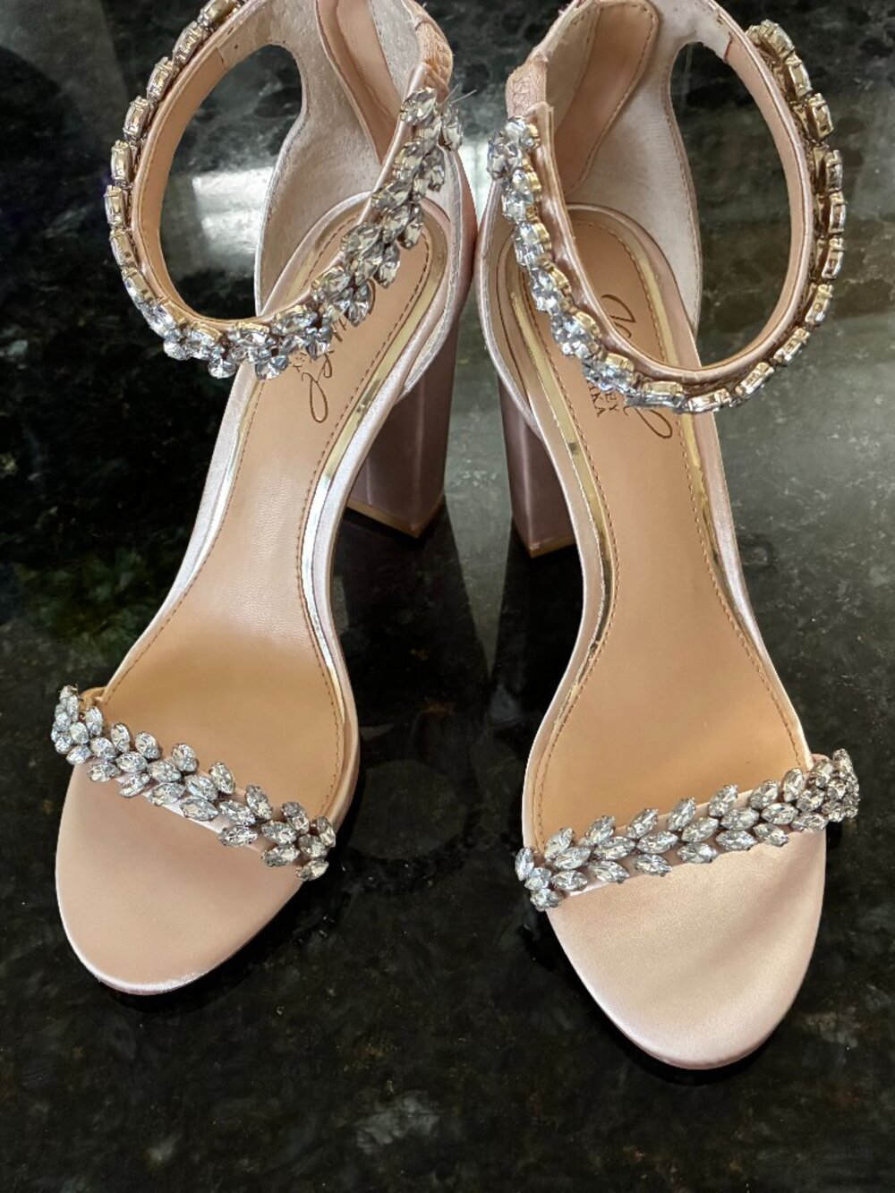Jewel Badgley Mischka Women's Mayra Block Heel Evening Sandals - NEW